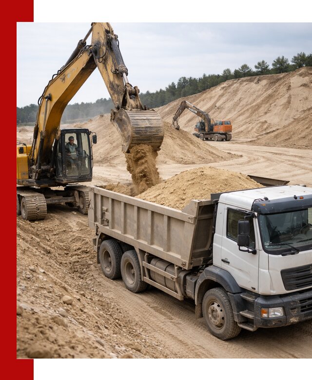 Доставка карьерного песка с самосвалами и разгрузкой в Азове