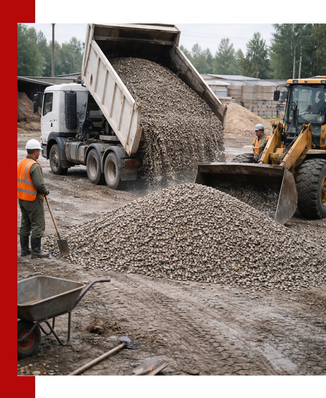 Мытый гравий с доставкой в Азове от карьера до участка