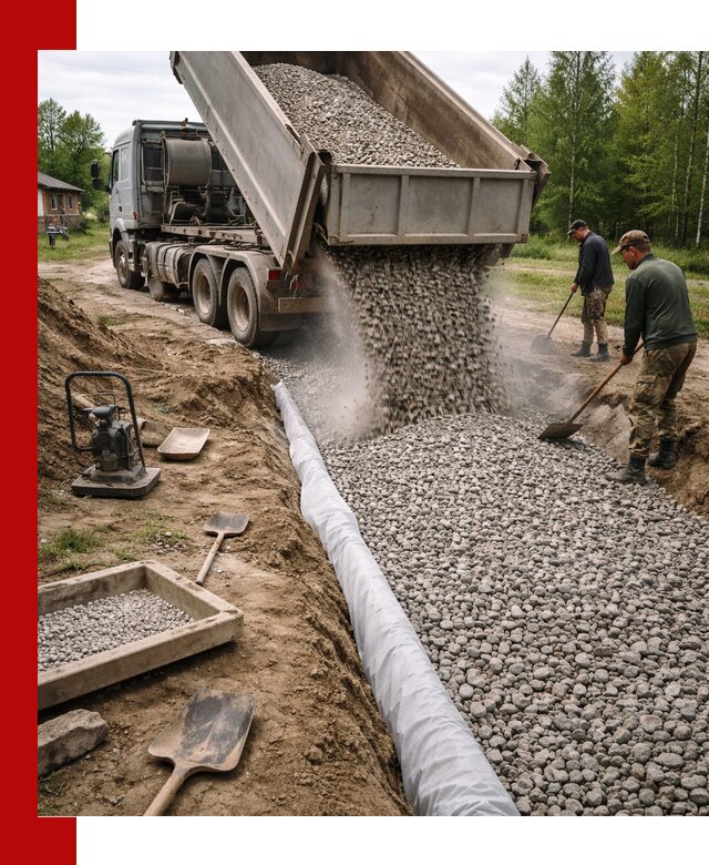 Гравий для дренажа с доставкой в Азове качественный и недорогой