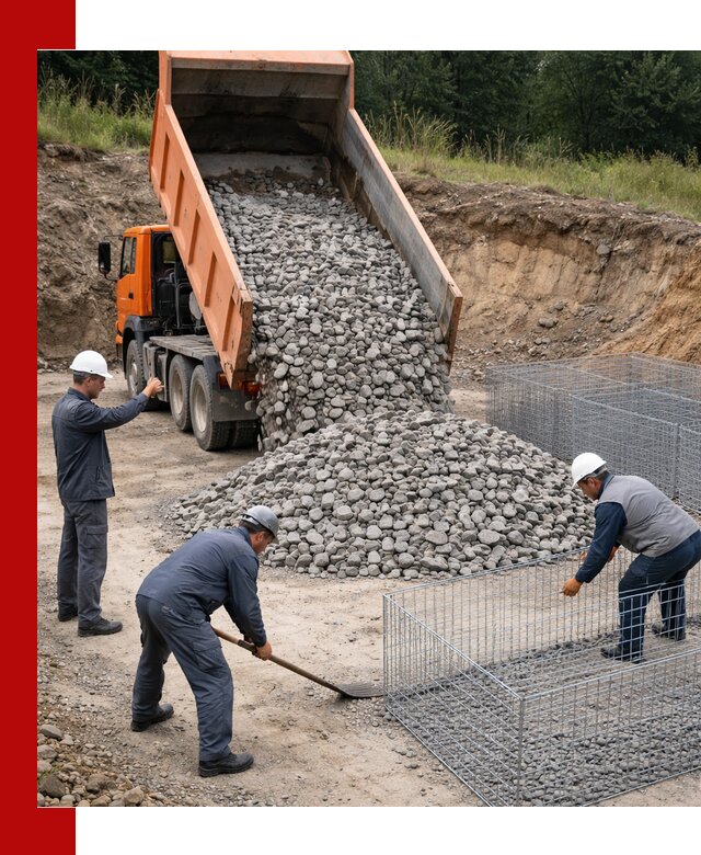 Камень для габионов с доставкой в Азове быстро и надёжно