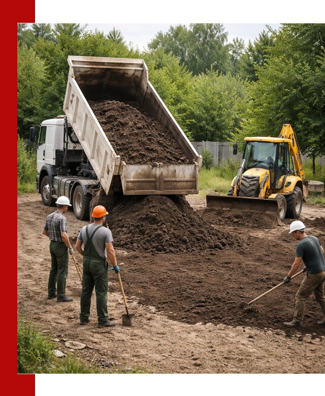 Доставка и укладка грунта для выравнивания участка в Азове