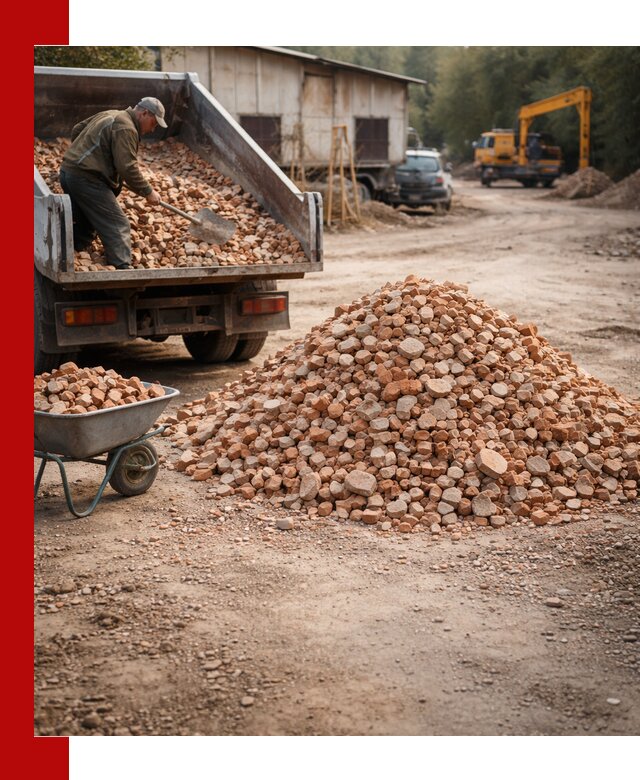 Доставка и подушка из боя кирпича с разгрузкой в Азове