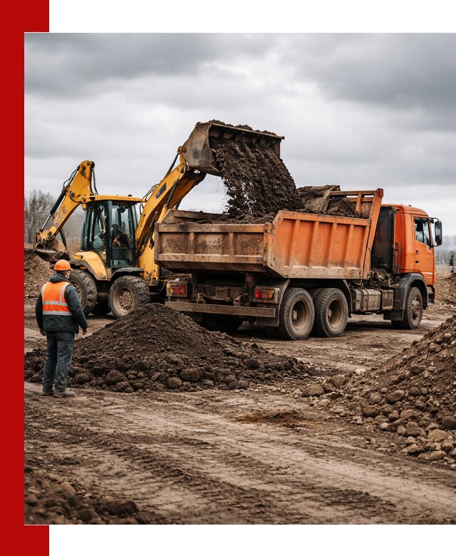 Вывоз грунта и строительного мусора в Азове грузовыми самосвалами