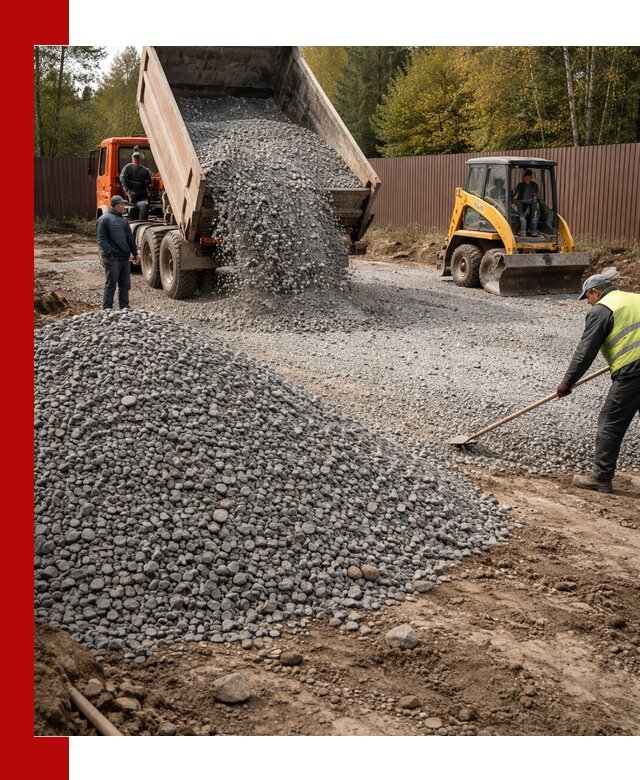 Отсыпка участка щебнем с доставкой и уплотнением в Азове